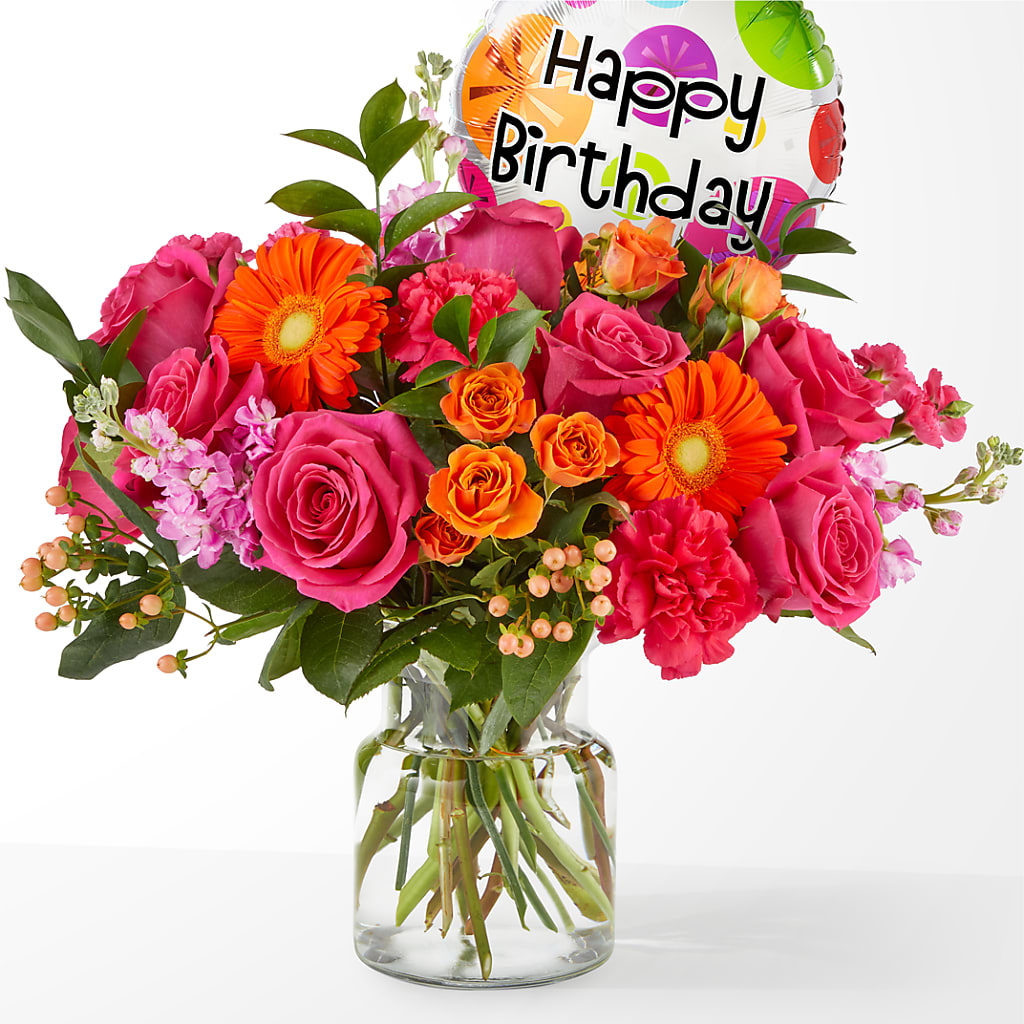 Fiesta Bouquet with Birthday Balloon – Park Avenue Florist, Orange Park FL