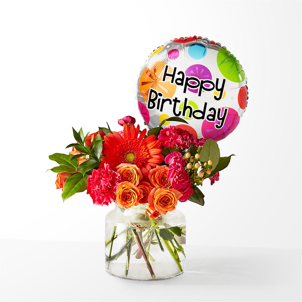 Fiesta Bouquet with Birthday Balloon – Park Avenue Florist, Orange Park FL