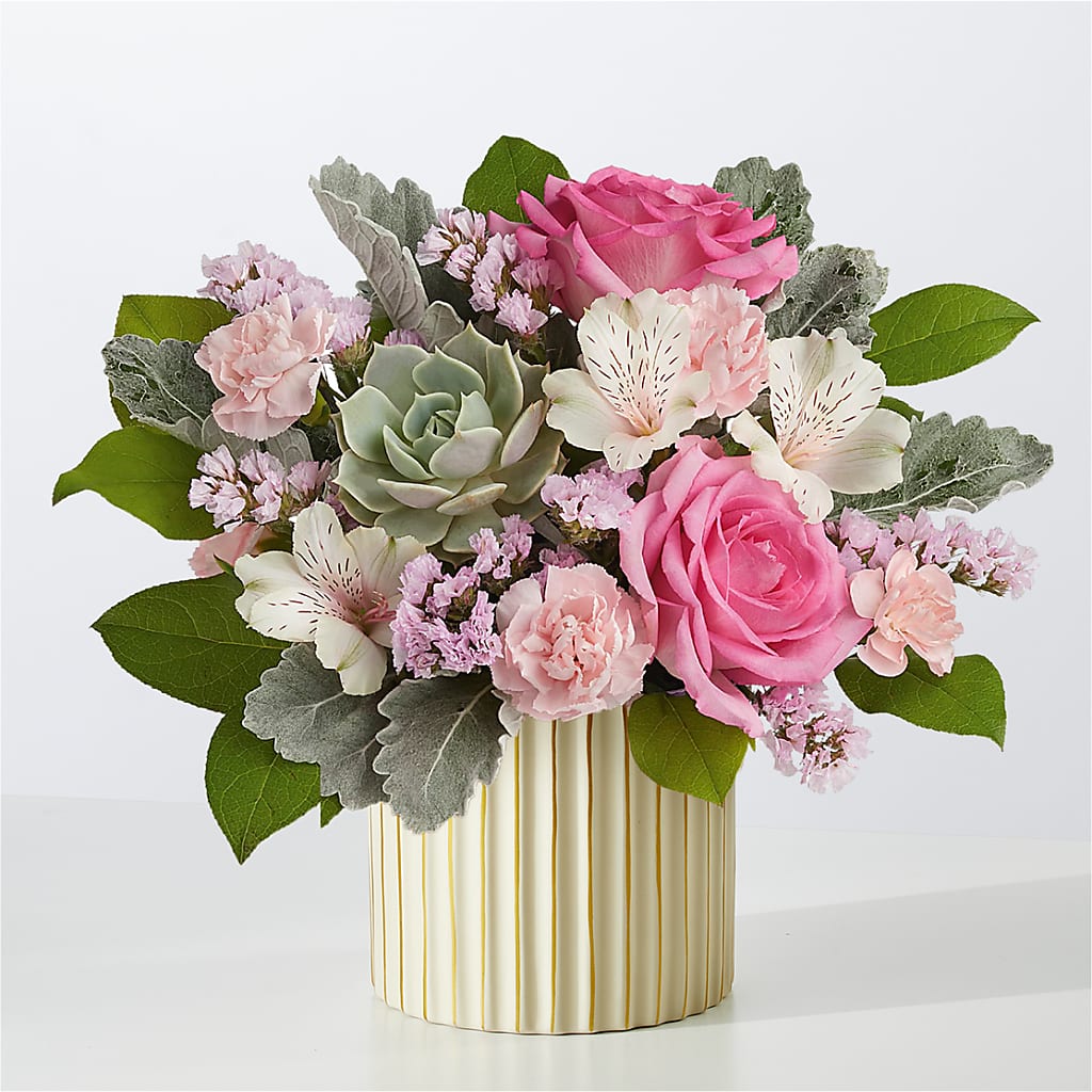 Dusty Rose Bouquet with Ivory Vase – Park Avenue Florist, Orange Park FL
