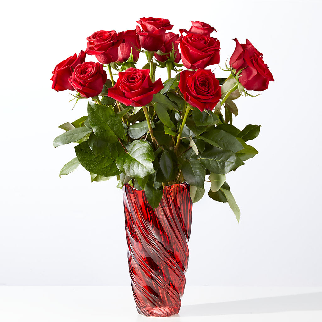Classic Love Red Rose Bouquet with Luxe Swirl Vase – Park Avenue Florist, Orange Park FL