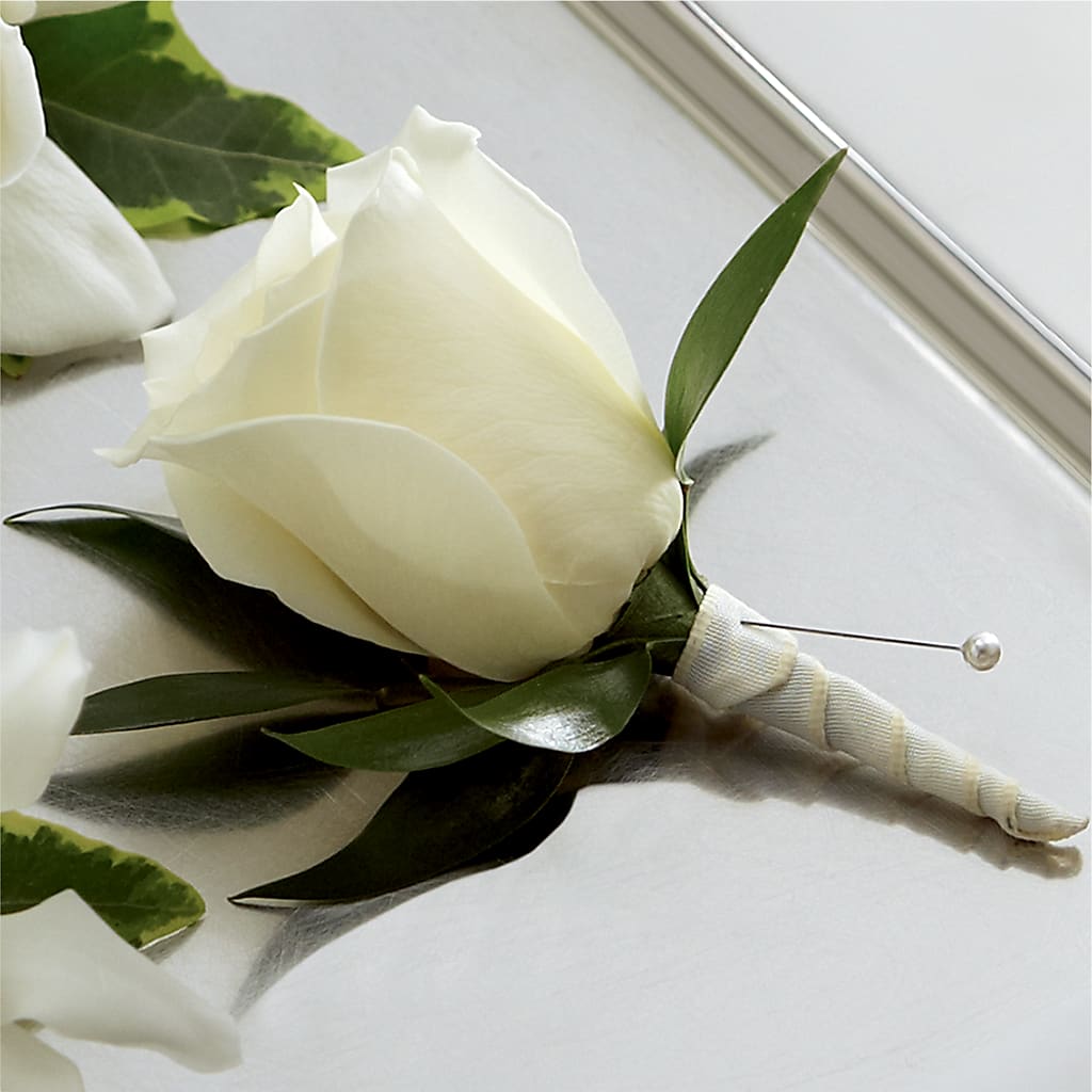 White Rose Boutonniere – Park Avenue Florist, Orange Park FL