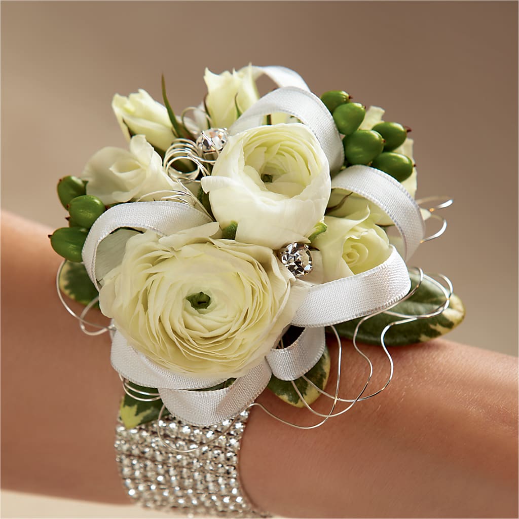 White Wedding Corsage – Park Avenue Florist, Orange Park FL